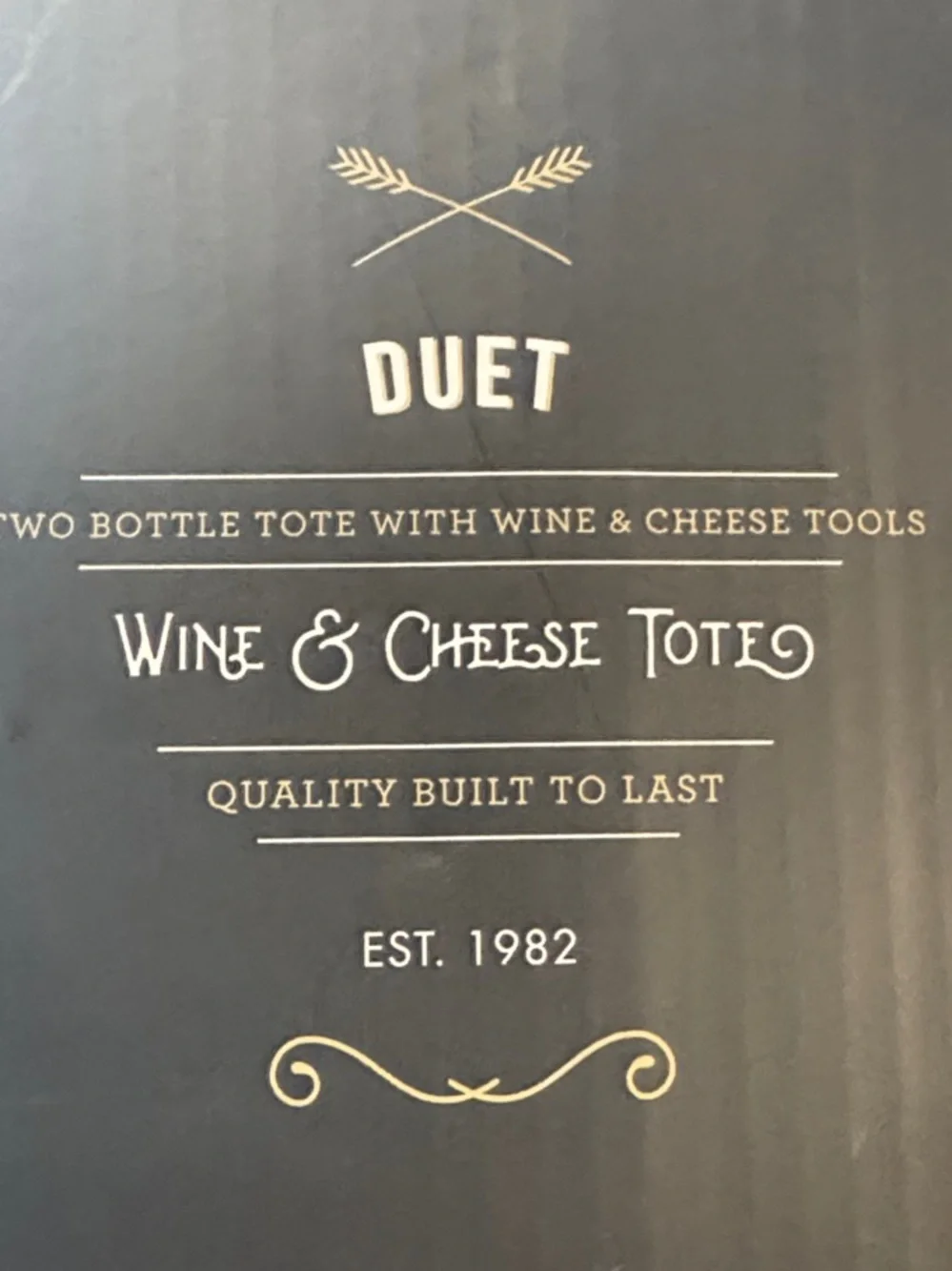 Legacy Duet Wine Cheese Tote Black Grey J.P. Morgan 2 Bottle NWT